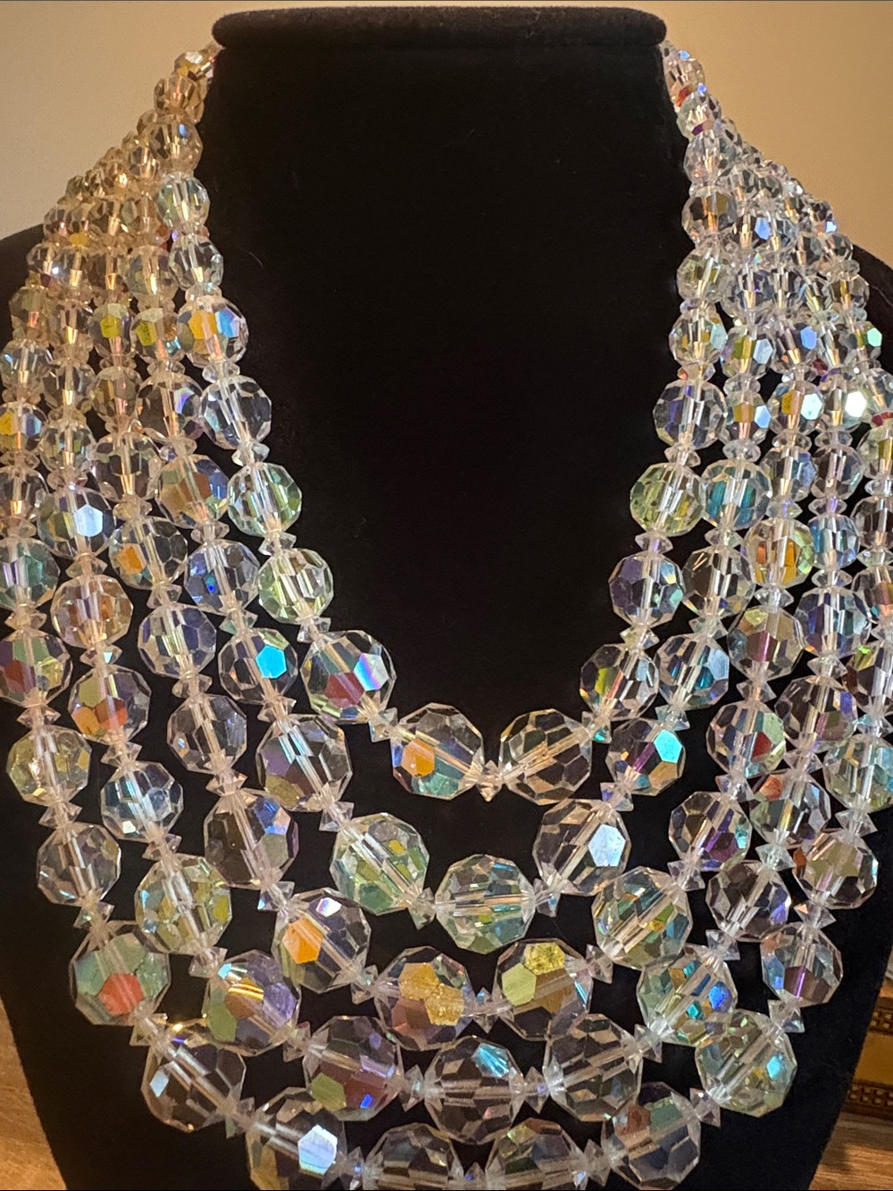 Vintage Continental aurora borealis Crystal necklace